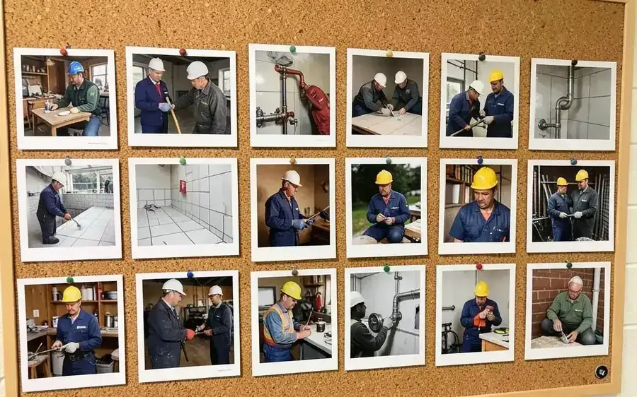 Board of photos showing different trade services offered by one business