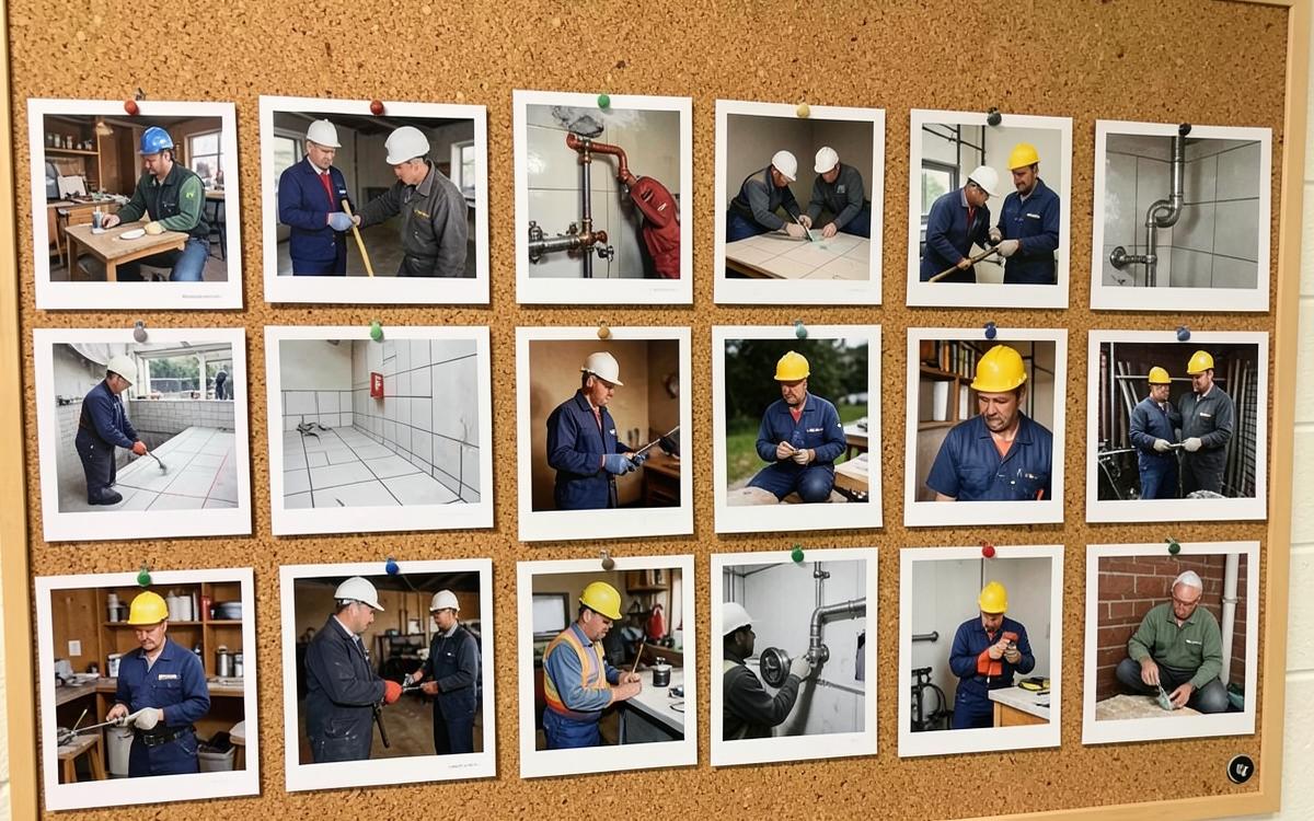 Board of photos showing different trade services offered by one business