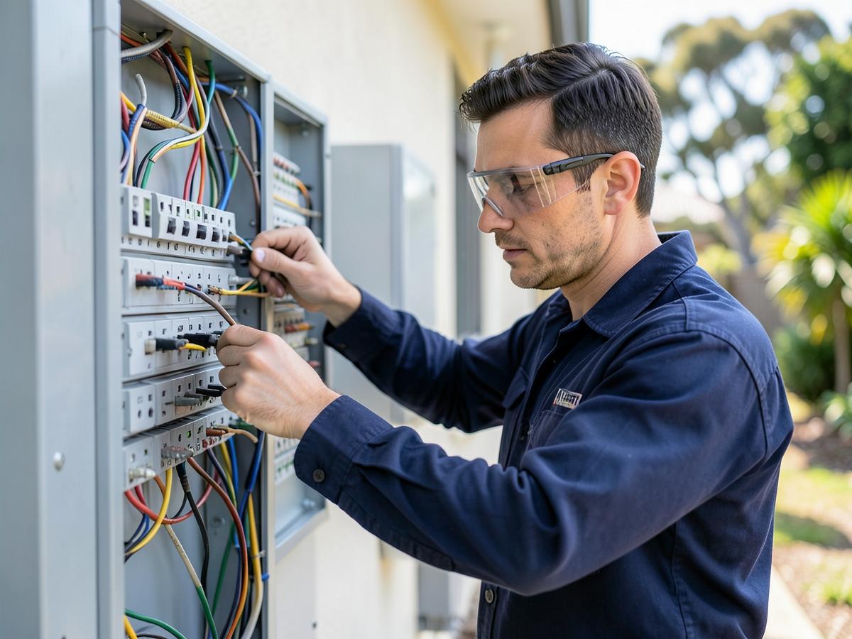 Electrician working on a residential switchboard