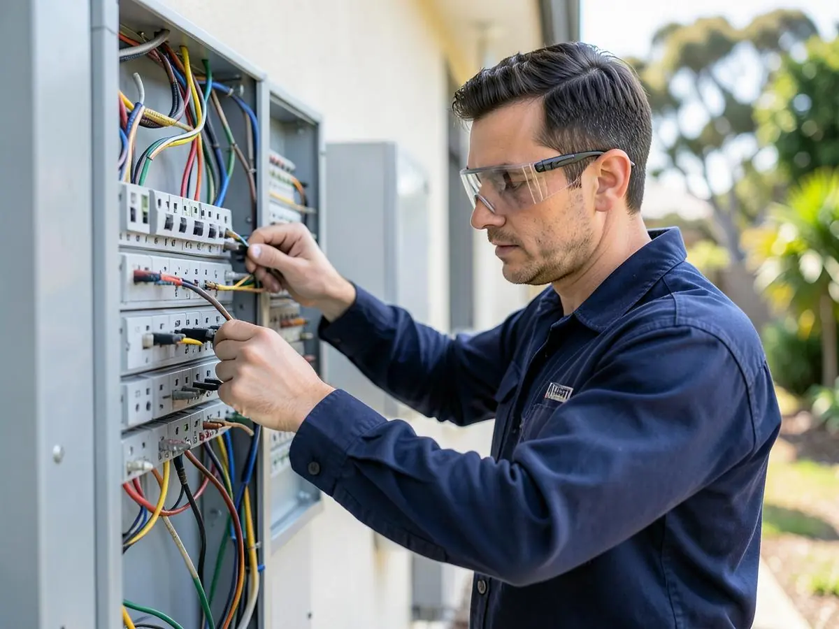Electrician working on a residential switchboard
